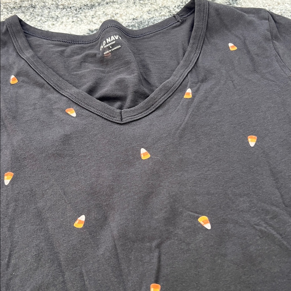 Old Navy Black and Orange Candy Corn Halloween Women's Top